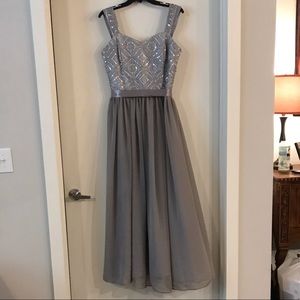 Long, gray sequence dress